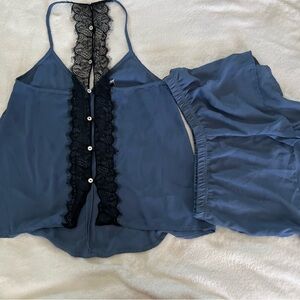 Adore Me Navy and Black Lace Pajama Set